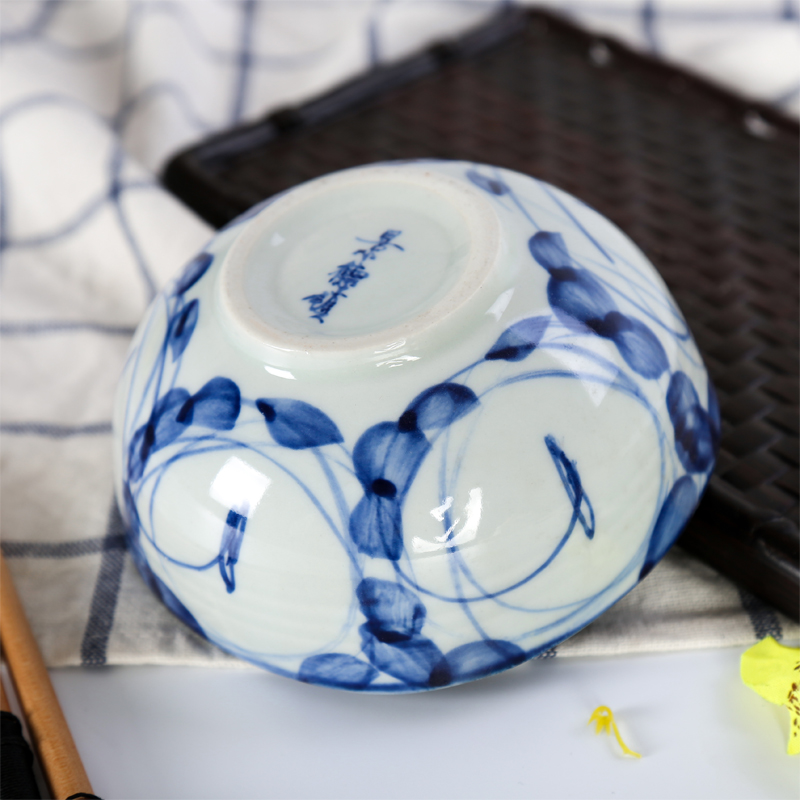 Jingdezhen bowls by hand under the hand of blue and white porcelain glaze color restoring ancient ways of Chinese style ceramic bowl bowl individual household jobs list