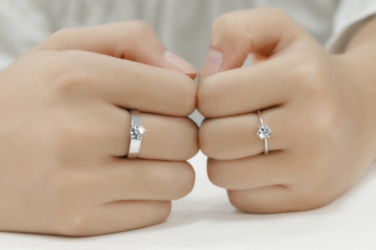 S925 sterling silver couple nhẫn nam giới và phụ nữ một cặp sinh viên Nhật Bản và Hàn Quốc hoang dã đơn giản sống miệng để vòng liên kết món quà ngày