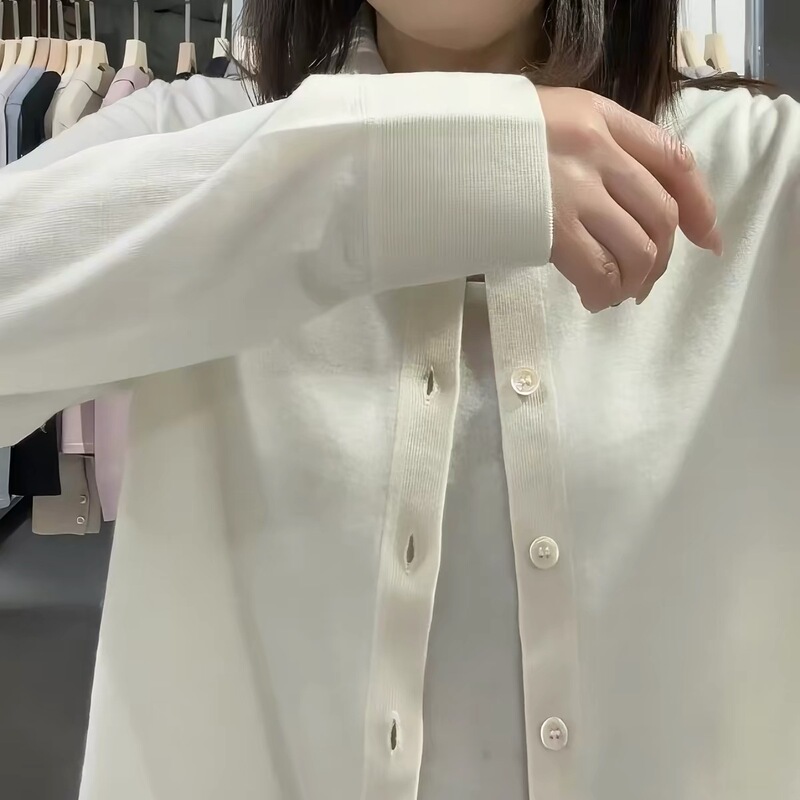 114E* Kvss1Oo Cashmere 72/3 Worsted Polo Collar Women's Cashmere Cardigan Commuting Shirt