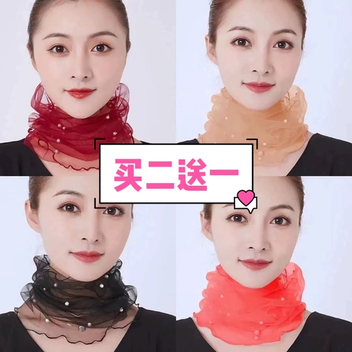 Кружевной шарф-платок, тонкий шарф, летняя вуаль, с защитой шеи, защита от солнца