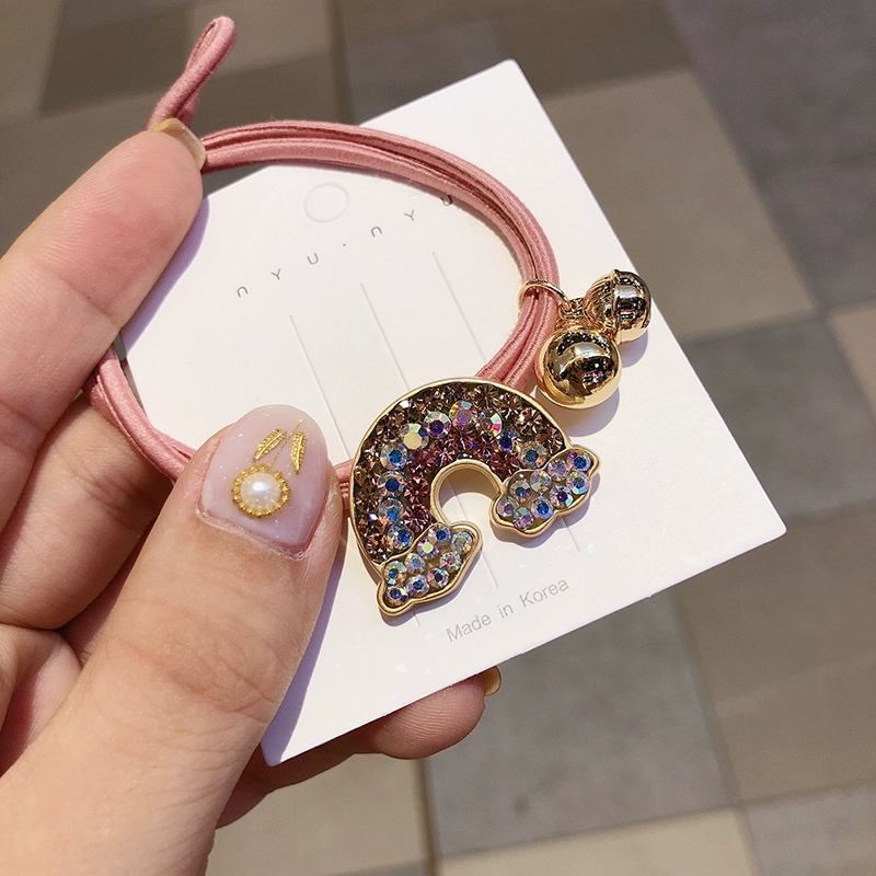 Dongdaemun cùng cầu vồng ban nhạc cao su lưới màu đỏ in dây tóc nữ headband tóc kim cương nhẫn cô gái trái tim kim cương bao da - Phụ kiện tóc