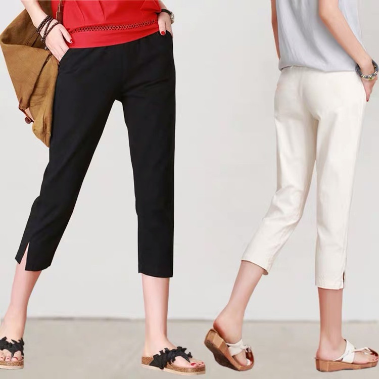 Pregnant woman Seven Pants Summer Thin Out of Casual Tobellied Bottom Pants Fashion Commute 100 Lap Little Subsuit Pants-Taobao