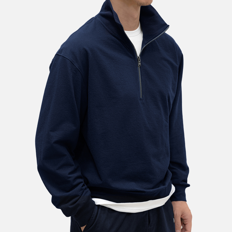Lightweight Urban Half-Zip Stand Collar Pullover Sweatshirt Lightweight Urban Half-Zip Stand Collar Pullover Sweatshirt