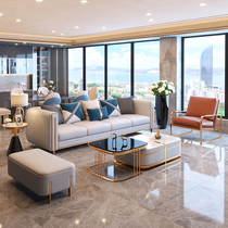 Modern light lavish real leather sofa Small family American high-end minimalist minimalist Living Room Willful Creative Combo Trio