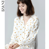 IIZZINI Original Pajamas Women Autumn Cotton Long Sleeve Polka Dot Print Simple Loose Home Clothing Set Spring