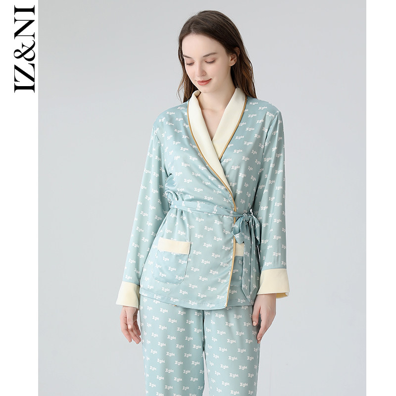 IIZZINI Original Pyjamas Women's Winter Long Sleeve Ice Velvet Thickened Letters Printed Home Suit Women