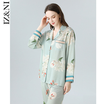 IIZZINI original 2022 home conserved ladies spring and autumn long sleeves ice silk China Lily Luxurious Sleeping Suit Suit