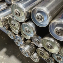 Double-row sprocket stainless steel roller unpowered conveyor belt galvanized driving roller P V C rubber-coated power roller