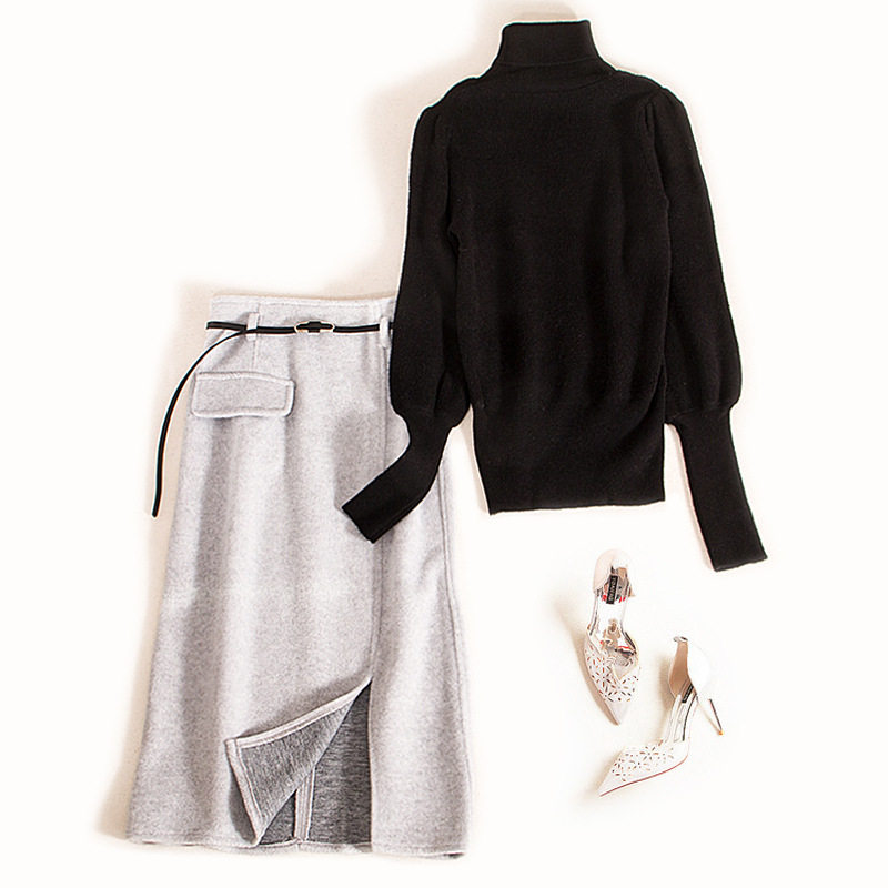 Shopping malls withdraw the remaining single cut label big name export tail goods foreign trade original single autumn and winter knitted sweater skirt suit