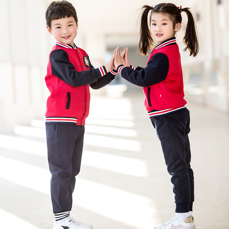 Kindergarten uniforms baseball uniforms set primary school uniforms boys and girls class uniforms autumn and winter three-piece cotton