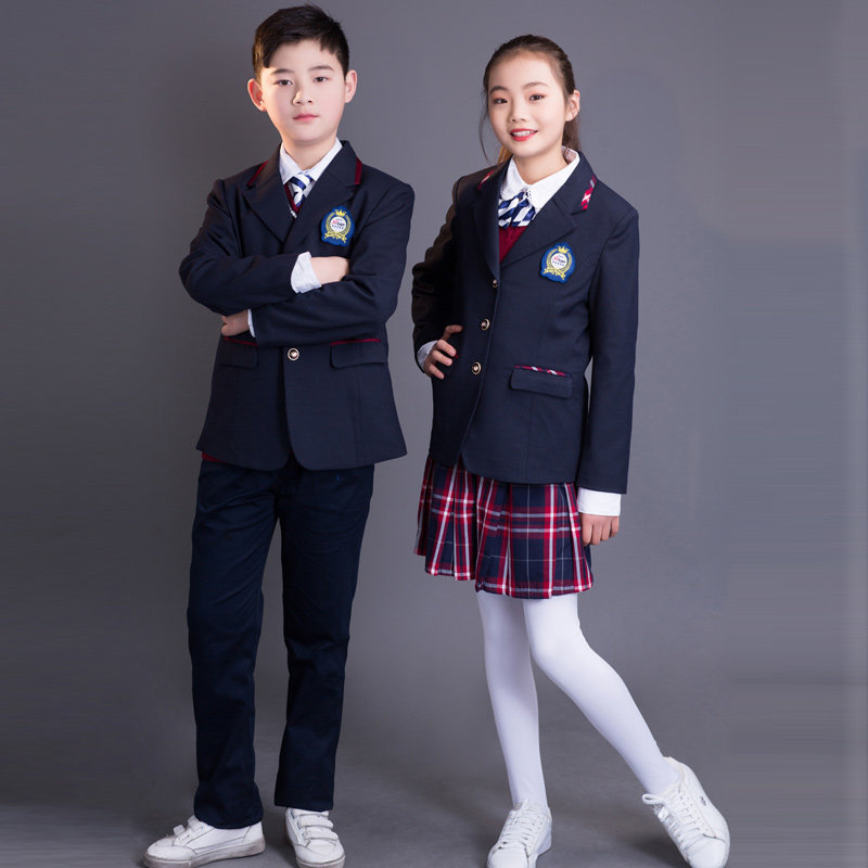 Primary school students British school uniform suit spring and autumn clothing male and female students British style school uniform school uniform class uniform can be customized