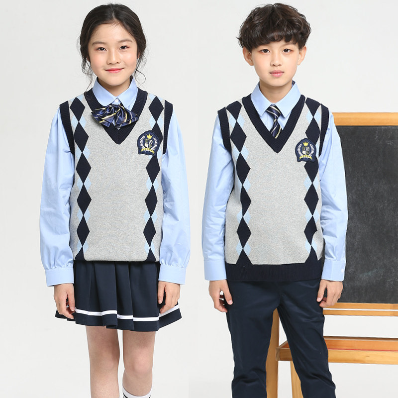 Primary school students British school uniform suit spring and autumn clothing male and female students British style school uniform sports suit three-piece set