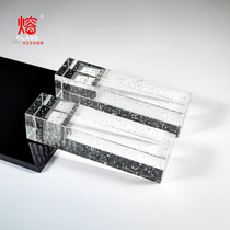 Fine Grinding Strip Crystal Brick Bubble Glass Brick Clear Solid Glass Brick Water Corrugated Bar Background Wall