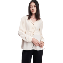 SELLYNEAR maternity shirt professional spring new fashion elegant and light navy collar French lace-up shirt