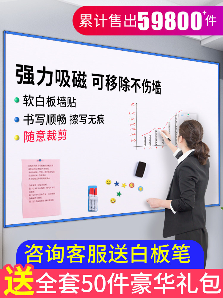 Soft whiteboard wall sticker Self-adhesive household magnetic writing board blackboard wall sticker Baby painting Children's graffiti wall Rewritable removable teaching magnetic wall sticker Office big Kanban magnetic customization