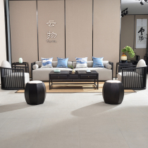 New Chinese Solid Wood Zen Modern Simple Fabric Sofa High-end Villa Clothing Couple Customization