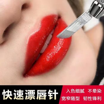 Tattoo Lip Embroidery Needles, Triple Curved, Three Rows of 45 Needles, Quick Tattooing, Handmade Lip Crystal Barbie Lips, 10 Pieces