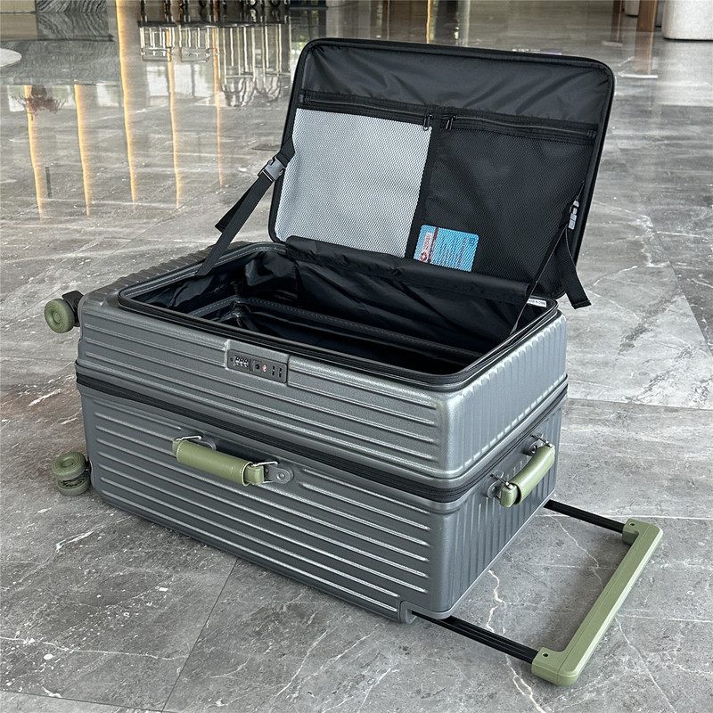 Side-Opening Wide Trolley Case, Expandable Luggage, Thickened Travel Suitcase for Men, Large Capacity Leather Suitcase, Extra Large Suitcase Side-Opening Wide Trolley Case, Expandable Luggage, Thickened Travel Suitcase for Men, Large Capacity Leather Suitcase, Extra Large Suitcase