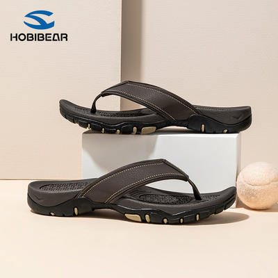 HOBIBEAR Men's Slippers 2026 Summer New thick-soled large-sized flip-flops worn over flip-flops beach shoes