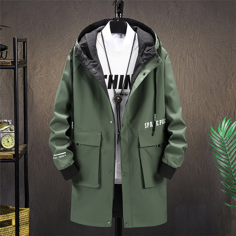 Fat Sub Wind Jersey Men's Spring Large Size Loose Medium Long Version Jacket Plus Fattening Up 2022 New Windproof Tooling Jacket