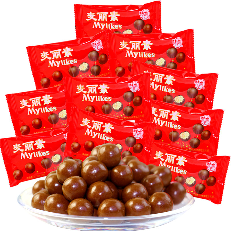 Liang Feng Mai Li vegetarian chocolate beans 25g*24 bags of post-80s childhood classic nostalgic leisure snacks instead of cocoa butter