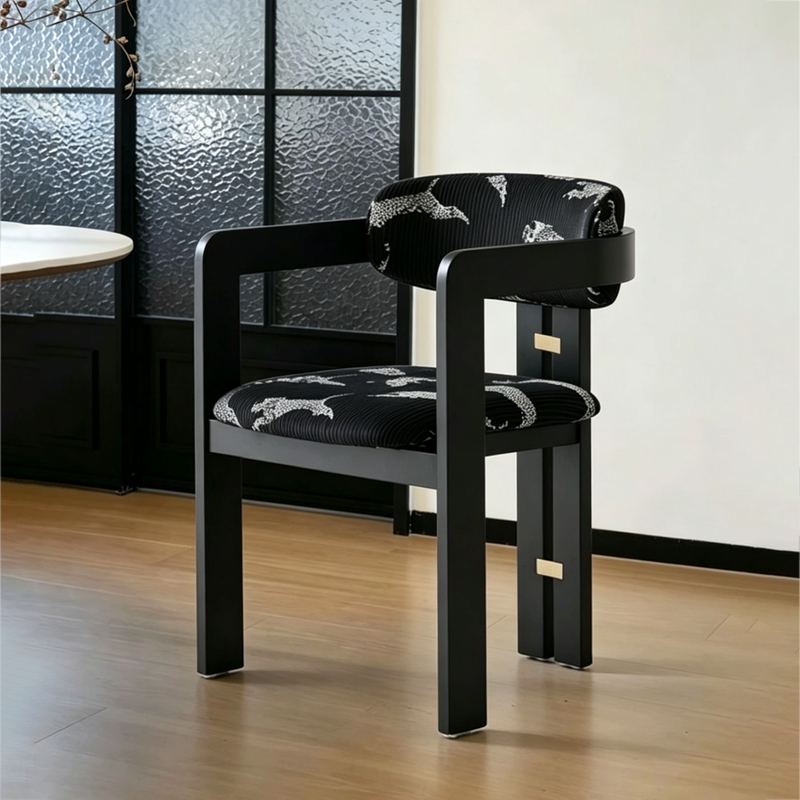 Italian Medieval Dining Chair Home Designer Solid Wood Chair Hotel High-End Tea Table Back Chair Armchair Tea Chair