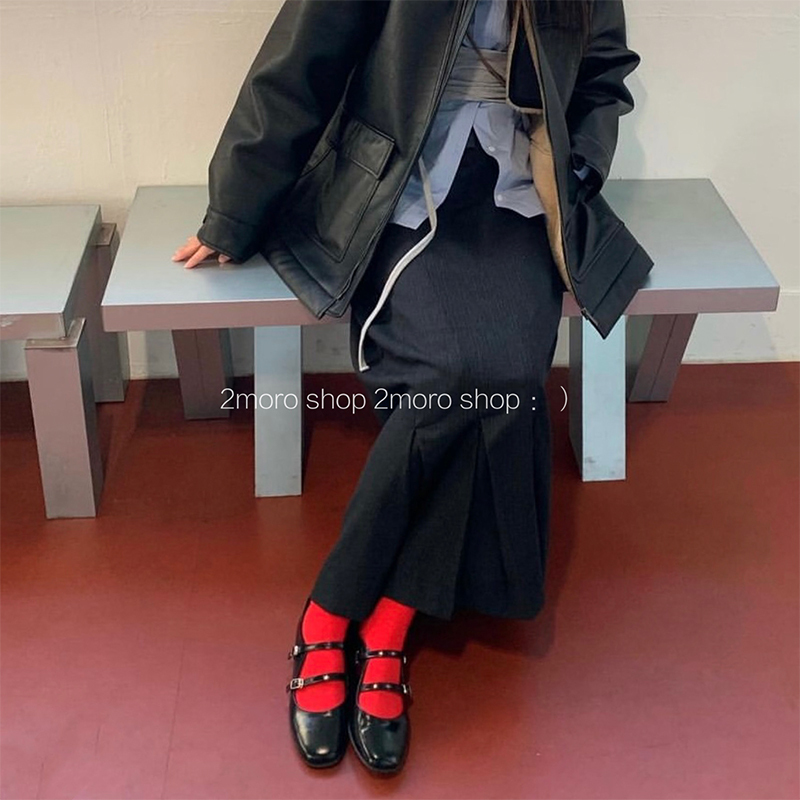 Tomorrow Store New Year's Not Less Korean Red Socks ins Burgundy Retro Easiest for Match Fashionable Mid-Tube Pile Socks Tomorrow Store New Year's Not Less Korean Red Socks ins Burgundy Retro Easiest for Match Fashionable Mid-Tube Pile Socks