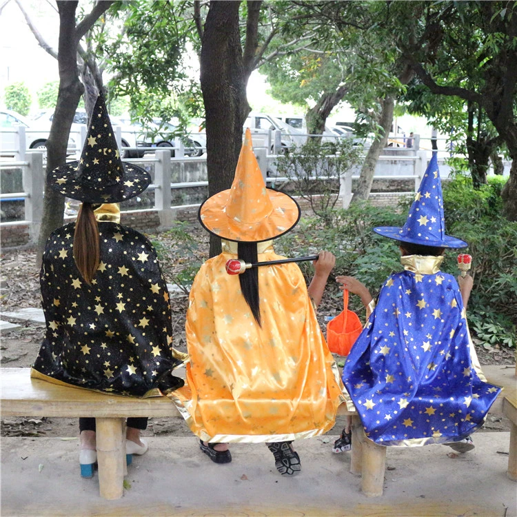 Halloween Trẻ Em Trang Phục Cos Trình Diễn Trang Phục Bé Trai Và Bé Gái Áo Choàng Phù Thủy Quần Áo Nón Đầm Đạo Cụ