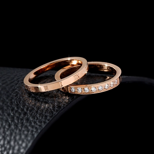 Комплект из нержавеющей стали, золотое брендовое кольцо, 2 шт, не выцветает, на указательный палец, 18 карат, розовое золото, популярно в интернете