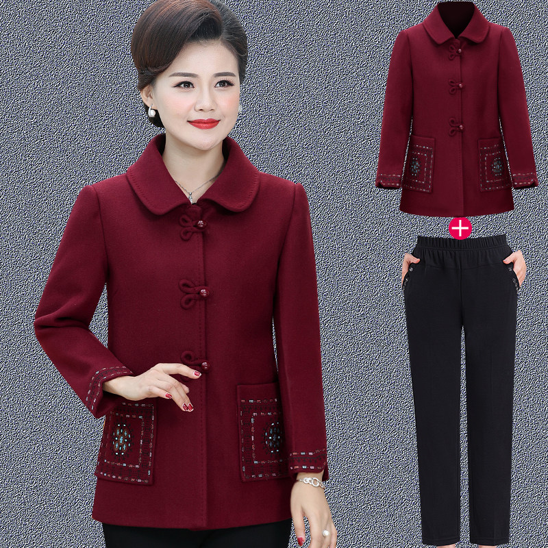 Mother's spring and autumn clothes Mao jacket 2020 new submiddle-aged female short 50 50-year-old 60 middle aged winter clothing foreign pie
