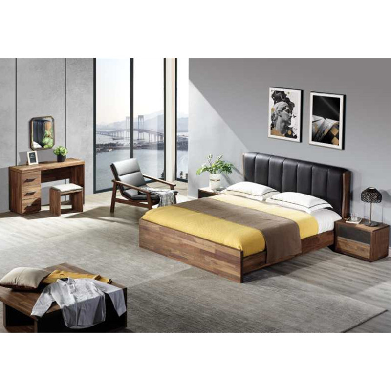 Eurodan beauty pure solid wood bedroom bed + bedside table + dressing table stool set