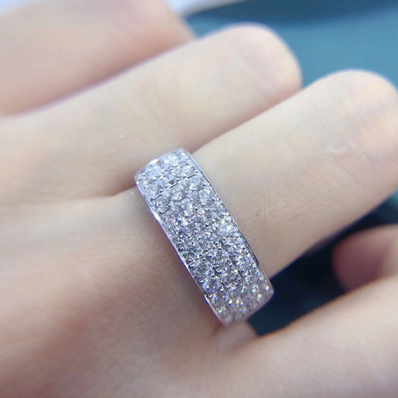 Yi Qi Jewelry 18K gold luxury group set diamond ring white gold diamond female ring Custom made real diamond