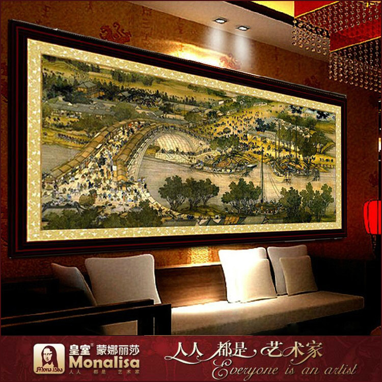 Cross embroidery Mona Lisa Qing Upper River Figure All picture of the new 2023 Living Room 2m 3m 6m panoramic line embroidery