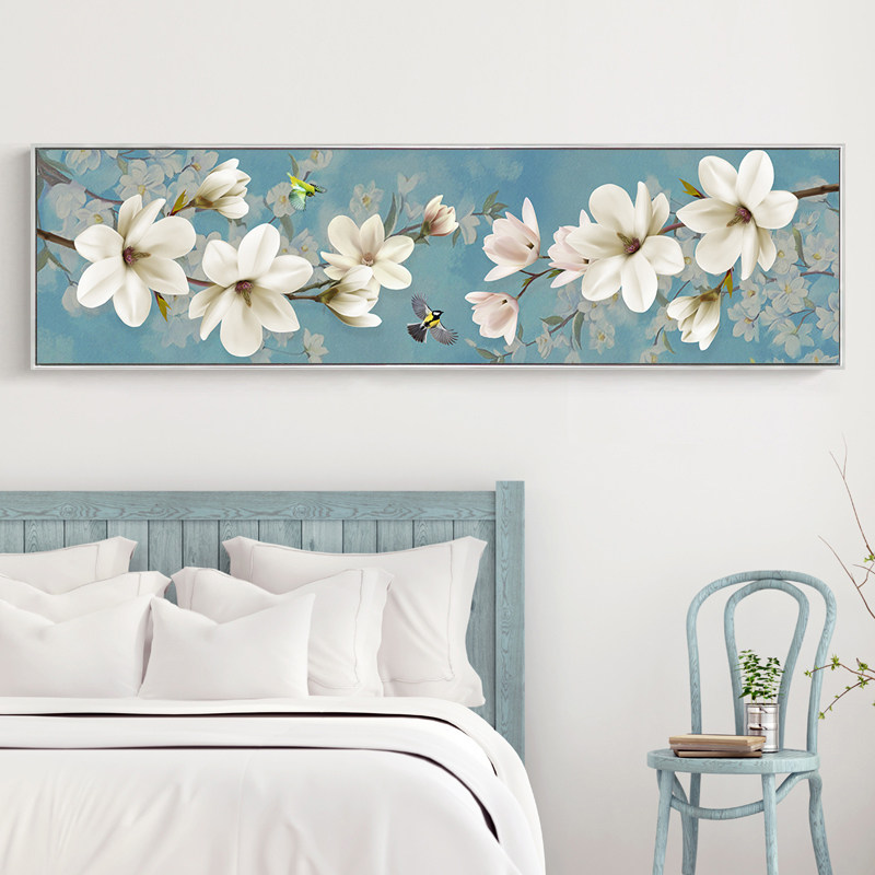 Bedside painting magnolia flower full embroidery thread embroidery cross stitch simple modern 2021 new living room bedroom small simple