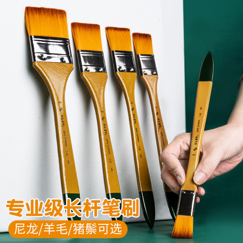 Nylon bristle wool board brush oil painting brush brush long rod bristle 6 pieces blue rod nylon hair gouache watercolor oil brush set acrylic paint art brush art student brush