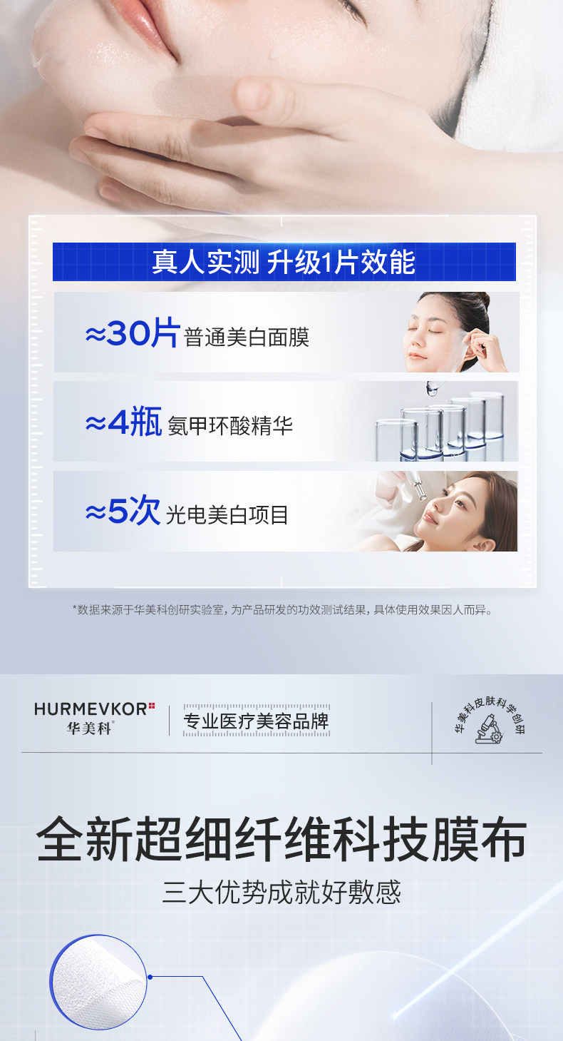 【中国直邮】 华美科 传明酸面膜 氨甲环酸精华液 去黄褐斑分解黑色素淡化色斑 10片/盒*3盒