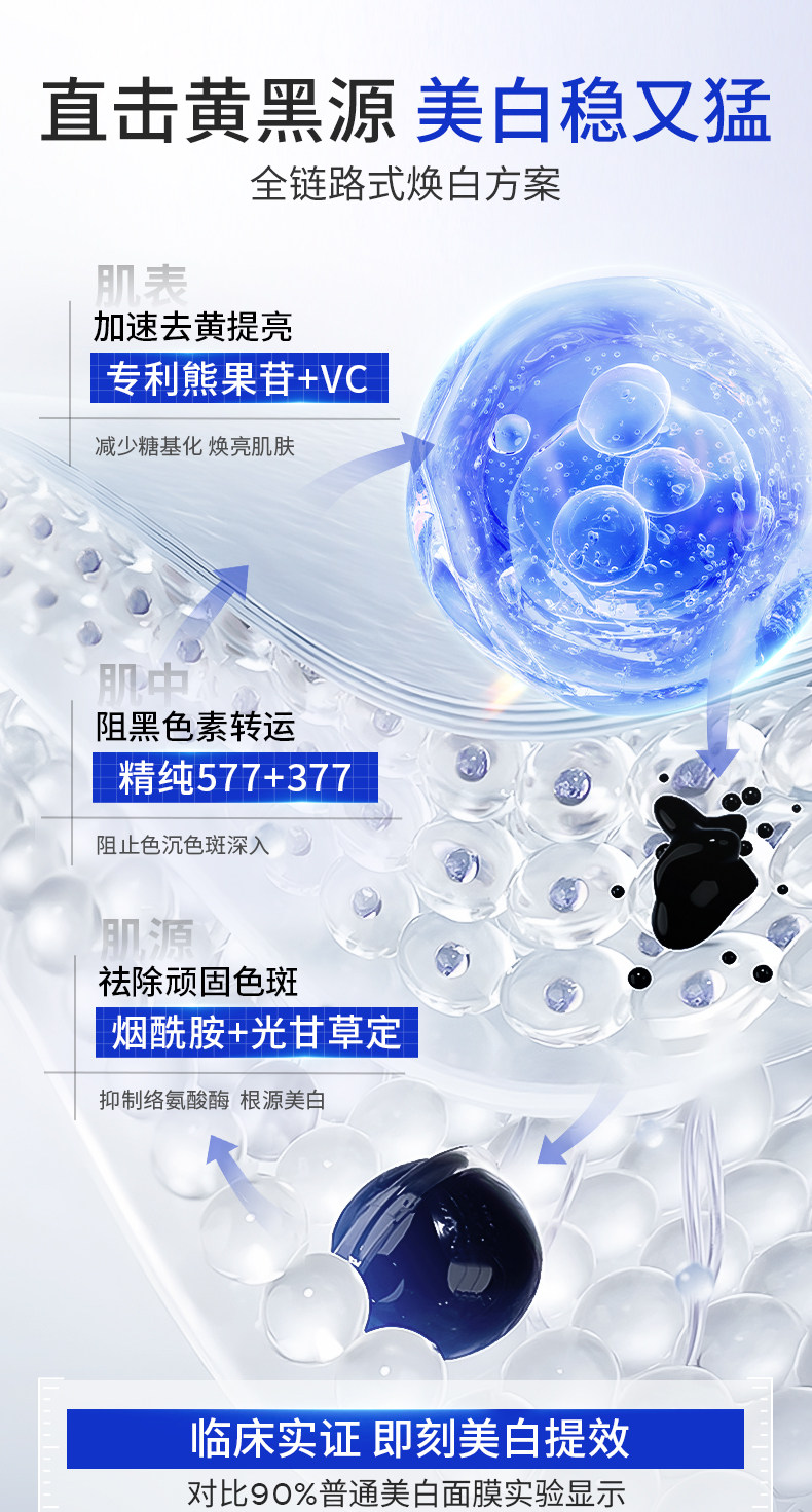 【中国直邮】 华美科 传明酸面膜 氨甲环酸精华液 去黄褐斑分解黑色素淡化色斑 10片/盒*3盒
