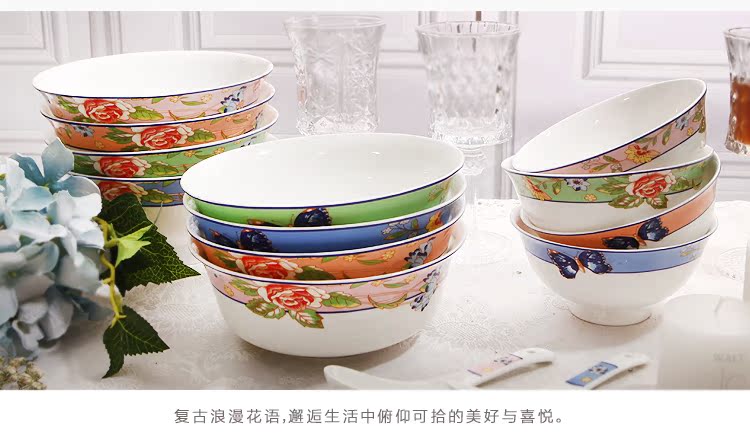 Nghệ thuật Nước hoa Lâu đài Xương Trung Quốc Bộ đồ ăn Cơm Bát Mì Bát Súp Bát Salad Salad Trang chủ Bát nhỏ Xuất khẩu Phong cách Châu Âu dĩa sứ