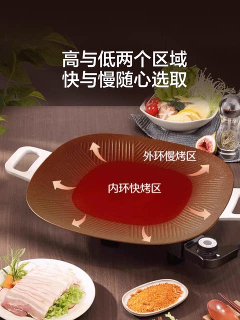 Supor Electric Grill Pan for Home Use, Non-Stick Electric Barbecue Grill, Kebab Machine, Indoor Low-Smoke Electric Grill Pot for Family Use