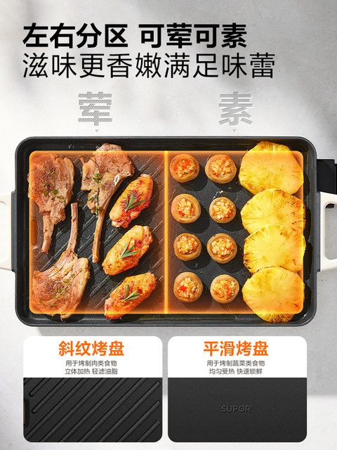 Supor Electric Grill for Home Use, Non-Stick Electric Barbecue Grill, Skewer Grill Machine, Smokeless Electric Grill Pot for Indoor Family Use, New Model