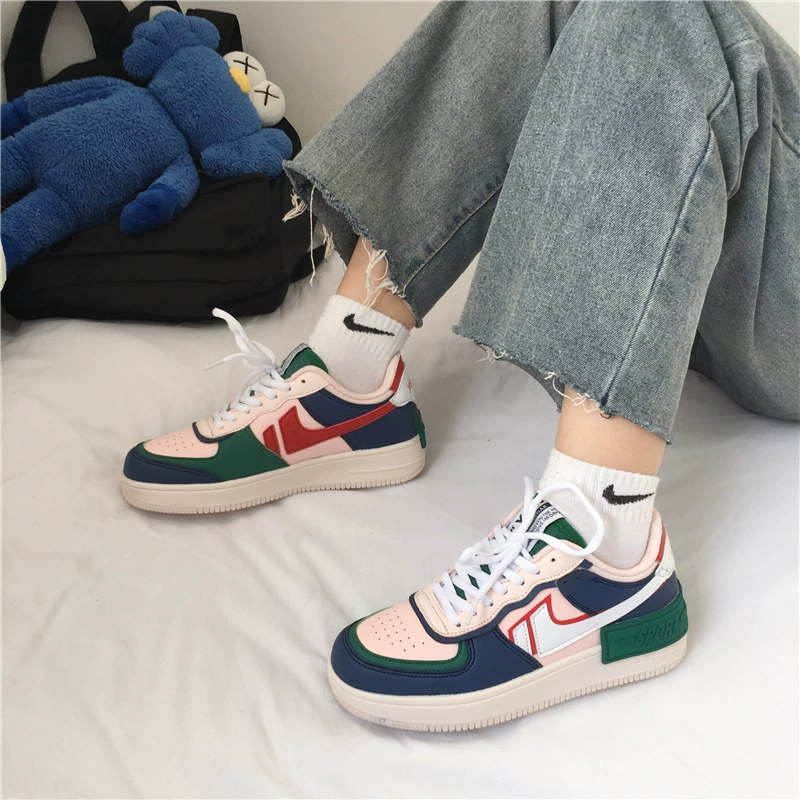 Rainbow Air Force One aj macaron candy color low-top sneakers sneakers sneakers mềm mại chị em sang trọng Giày nữ Harajuku hyuna - Giày cắt thấp