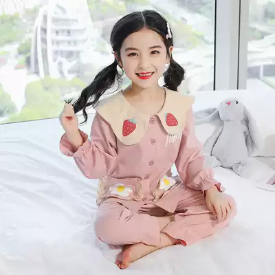 Girls' pajamas spring and autumn cotton children's suits, home clothes, girls, cotton thin children's spring clothes