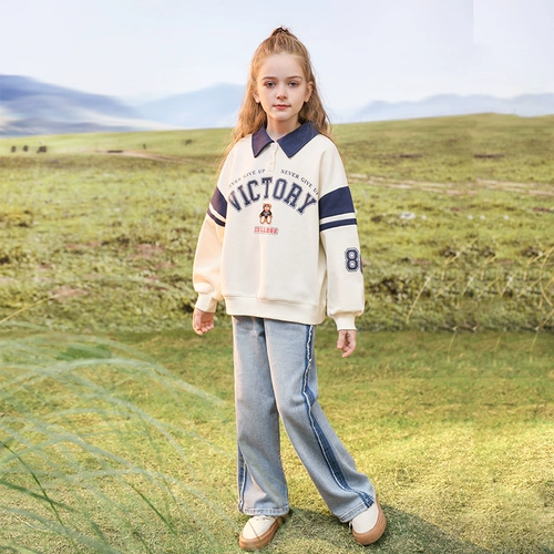 Tide, осенняя весенняя детская толстовка, воротник поло, подходит для подростков, детская одежда