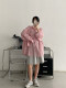 sun pomelo pink striped long-sleeved shirt for women 2024 autumn thin Korean style casual lazy style top shirt