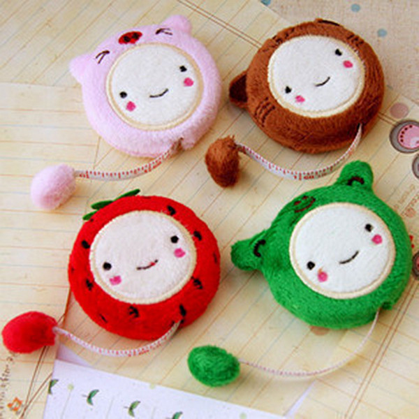 Cute plush double - sided ruler mini - plastic automatic scaling weight of clothes around height ruler soft - market ruler