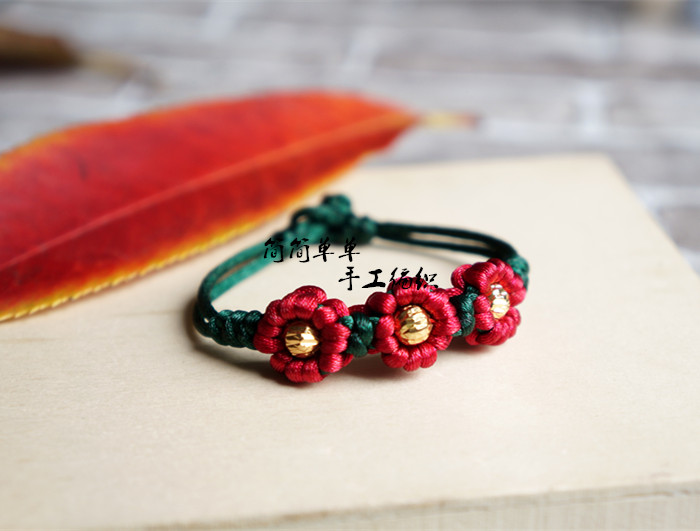 Vòng tay dệt ba quả đào thô tự làm vòng tay vòng tay vật liệu gói nam và nữ quà tặng của năm vòng tay đẹp