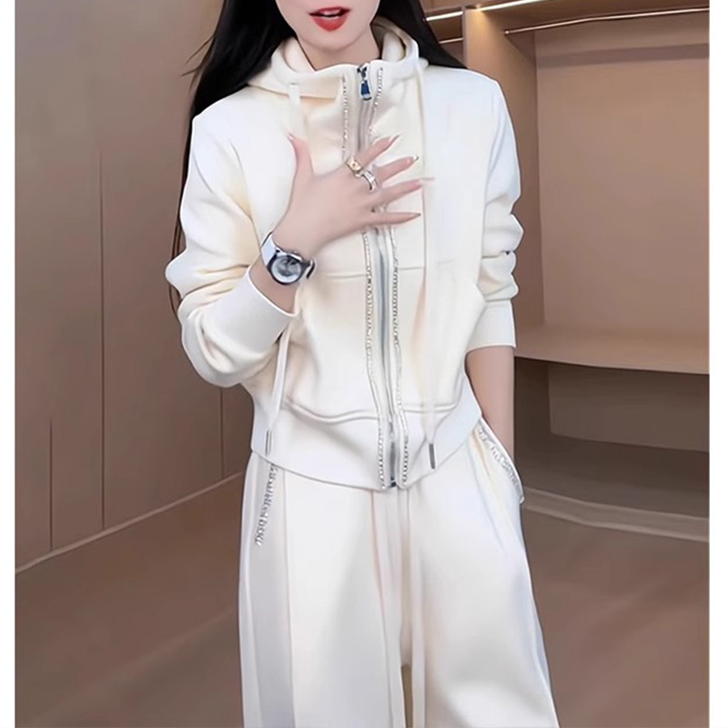 European Style Sweatshirt Casual Sports Suit for Women 2026 New Spring, Autumn and Winter High-End Fashion Wide-Leg Pants Two-Piece Set