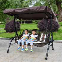 Outdoor swing rocking chair Double hanging basket rattan chair Balcony adult hammock courtyard Indoor wrought iron woven rattan swing hanging chair