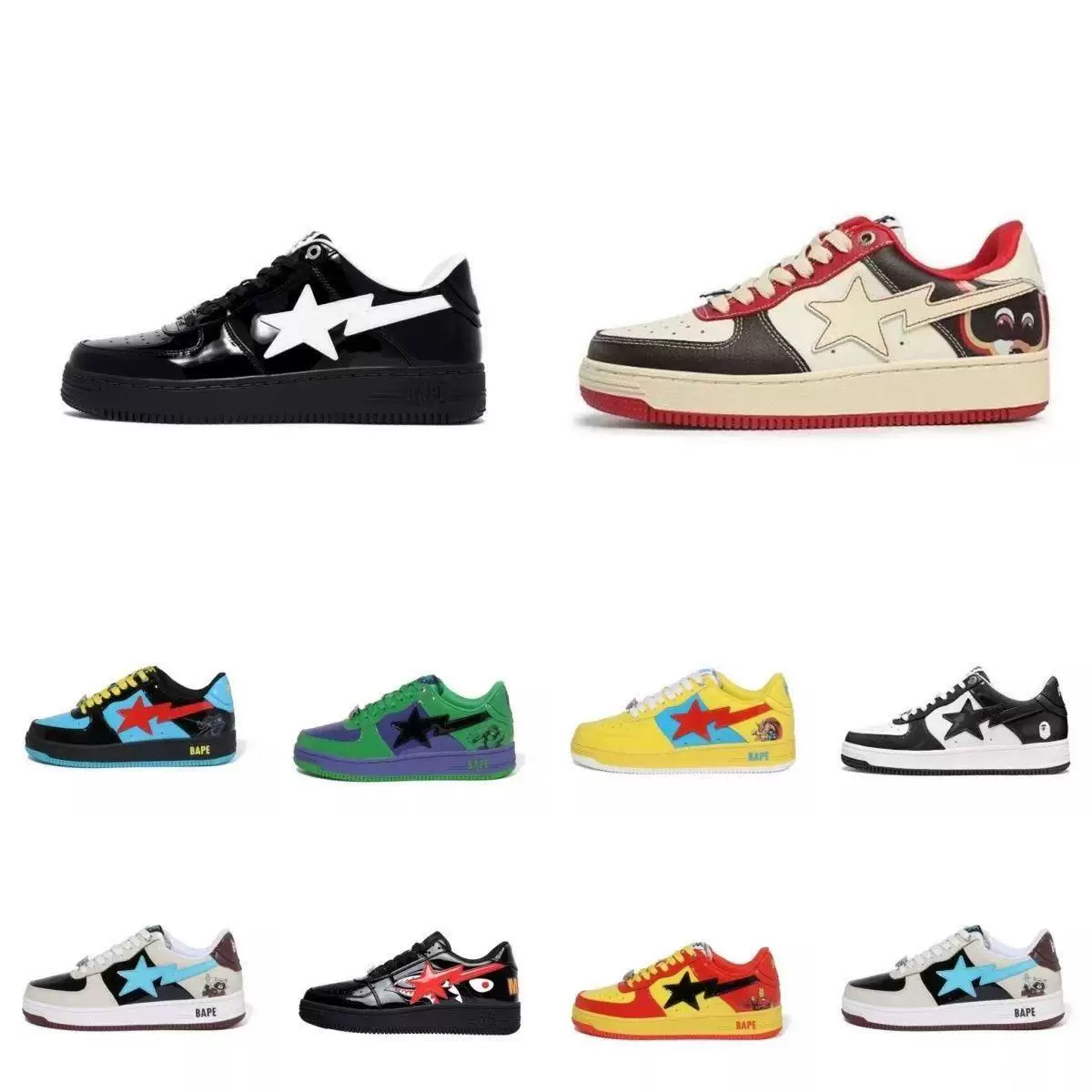 BAPESTA x Marvel совместная кожаная обувь унисекс стильный низкий топ кеды для скейтбординга