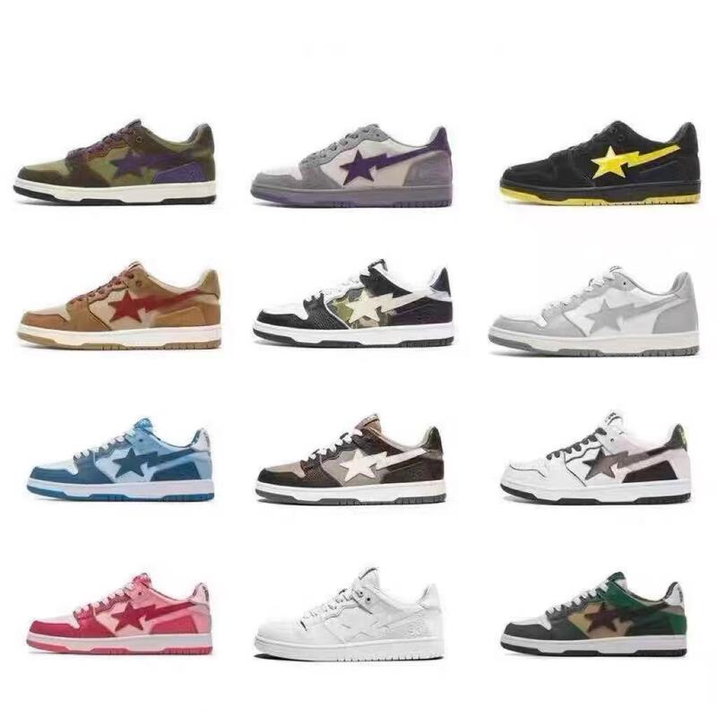 Bape Sta Super Sk8 Ape Head Retro Men's and Women's Skate Shoes Vibe Trendy Patent Leather Low-Top Casual Sneakers